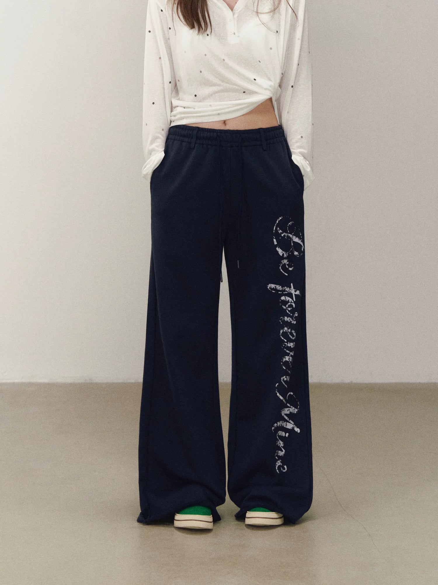 Letter Print Wide Leg Pants