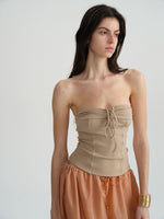 Two-Tone Tie-Strap Knit Bustier