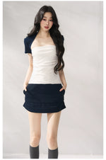 Navy Blue Cropped Shrug & Dress Set