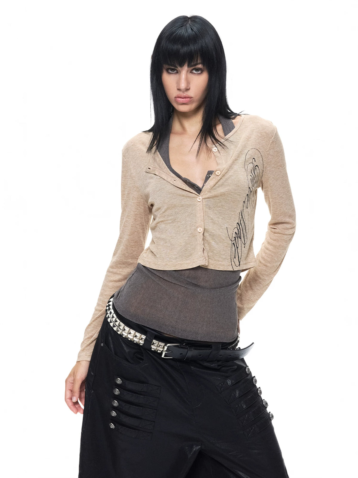 Vintage Graphic Cropped Cardigan