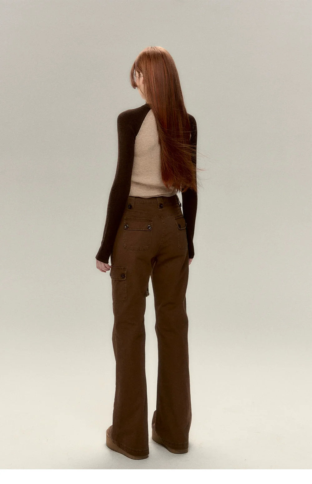 Apricot &amp; Coffee Wool Knit Sweater