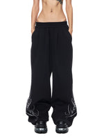 Embroidered Wide Leg Sweatpants
