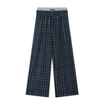 Plaid Double-Waist Relaxed Straight Pants