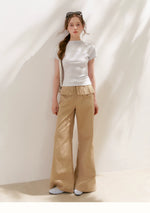 Pleated Wide-Leg Cargo Pants