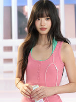 Pink U-neck Tank Top