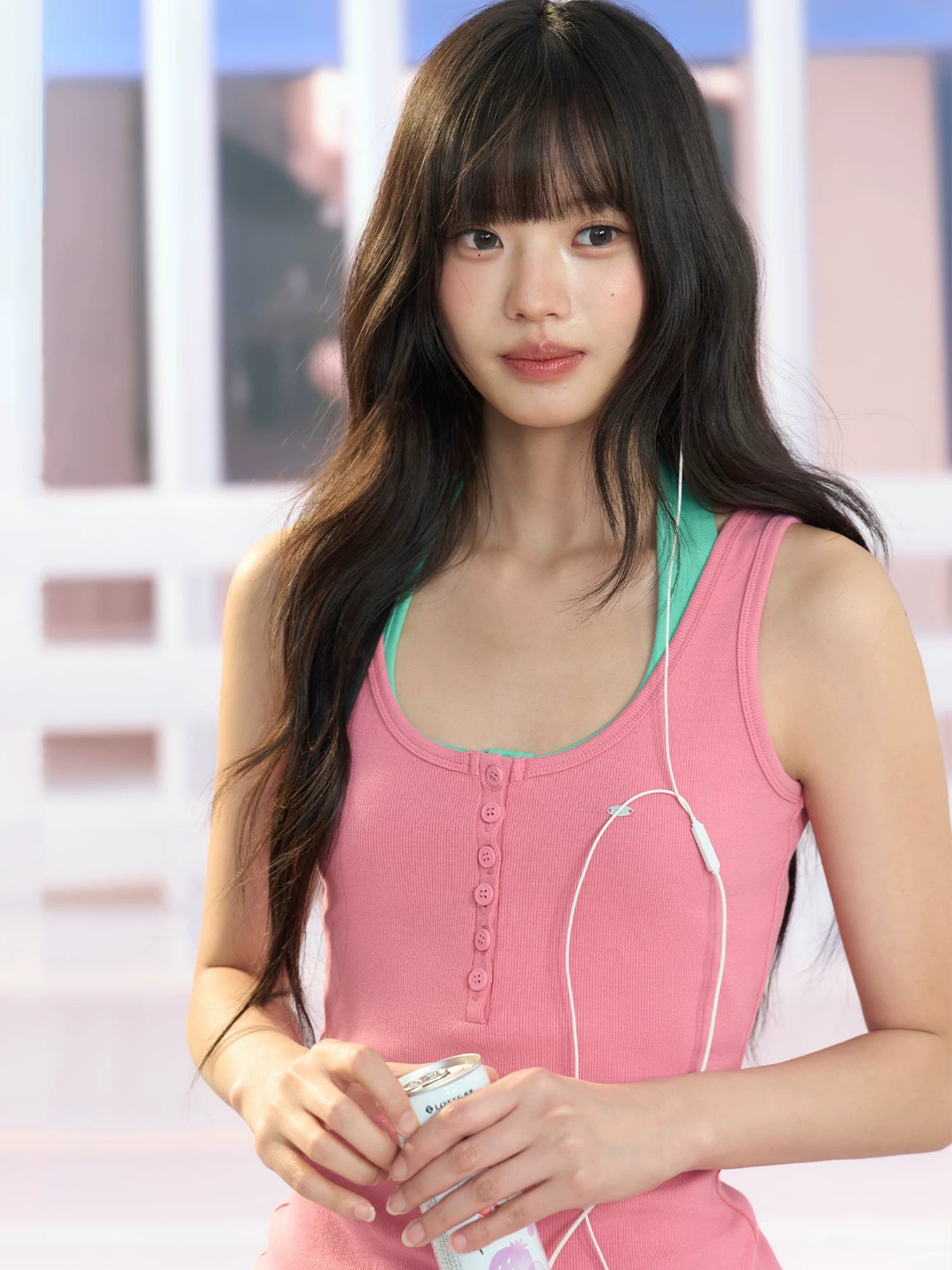 Pink U-neck Tank Top