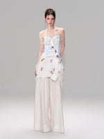 Beige Pleated Accordion Pants