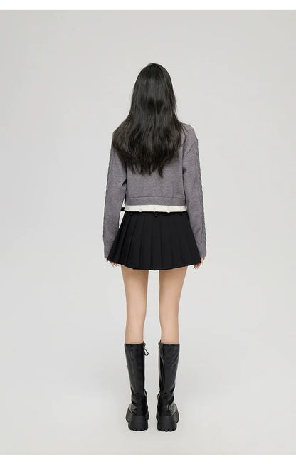 Yellow &amp; Gray 2-in-1 Frayed-edge Sweater