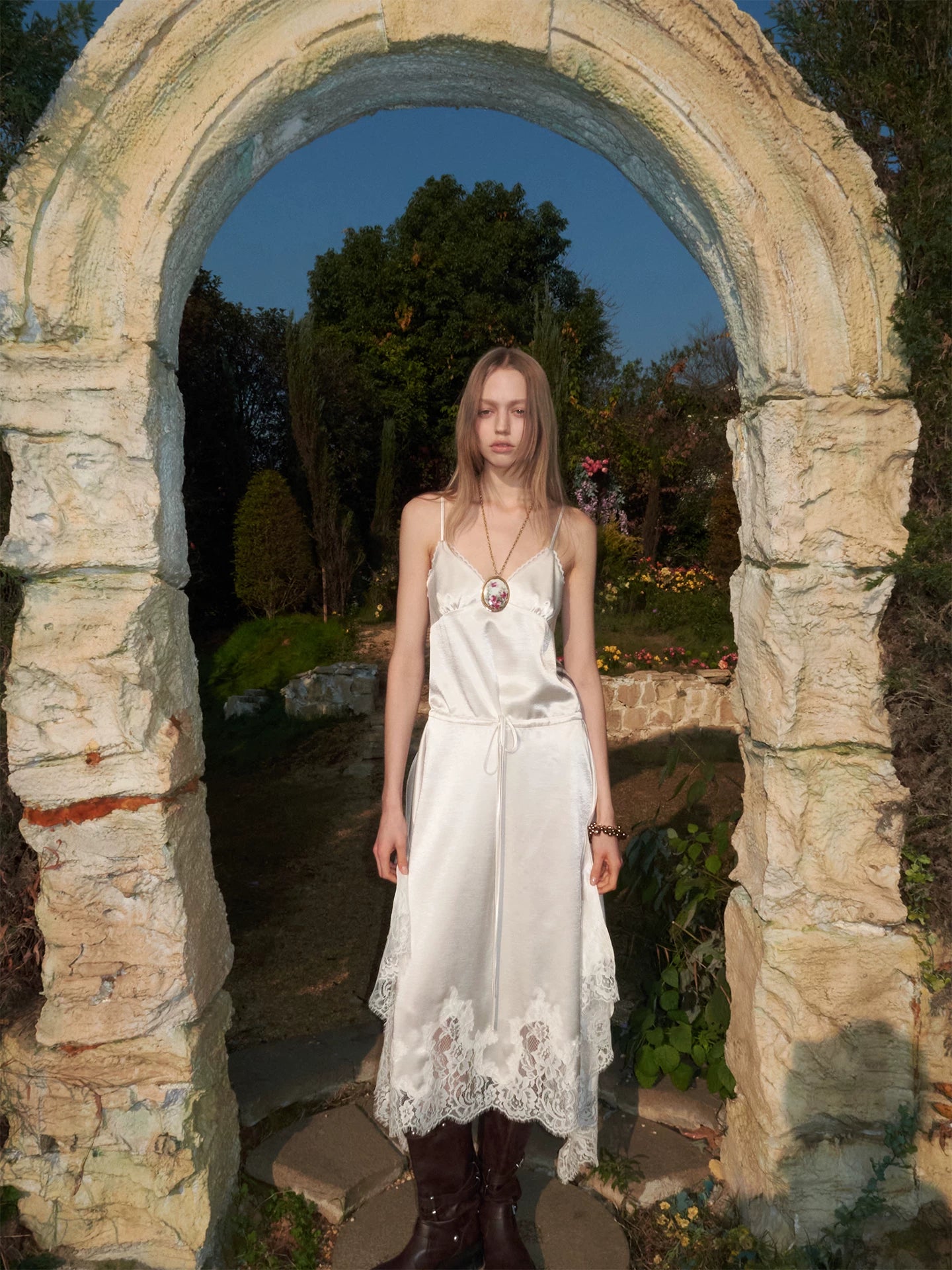 Lace Patchwork Slip Dress