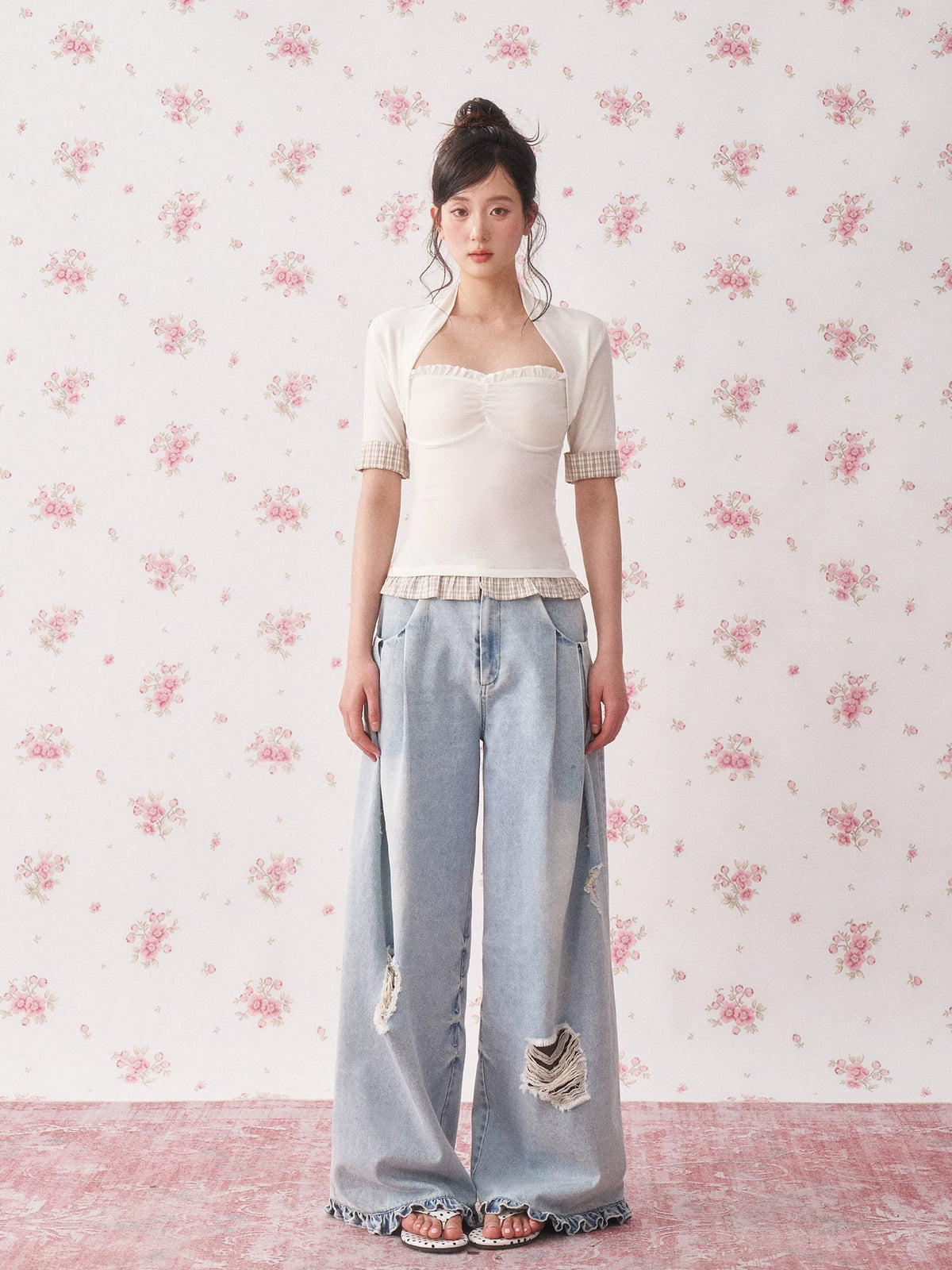 Light Blue Washed Wide Leg Jeans