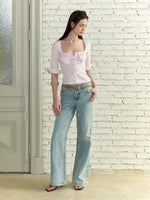Square-Neck Cinched Shirt