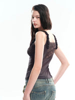 Acetate Lace Trim Cardigan Camisole