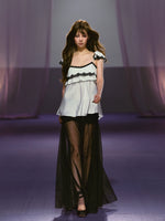 Pleated Mesh Maxi Skirt