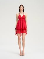 Red Layered Puff Dress