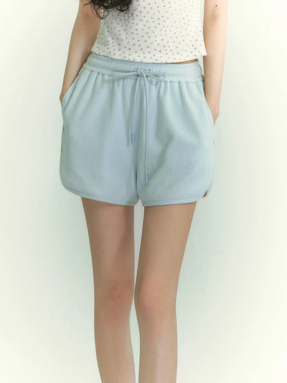 Waffle Hoodie Shorts Vest Set