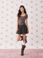 Dusty Pink Polka Dot Lace Top