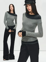 Lyocell Wool Colorblock Layered Base Top
