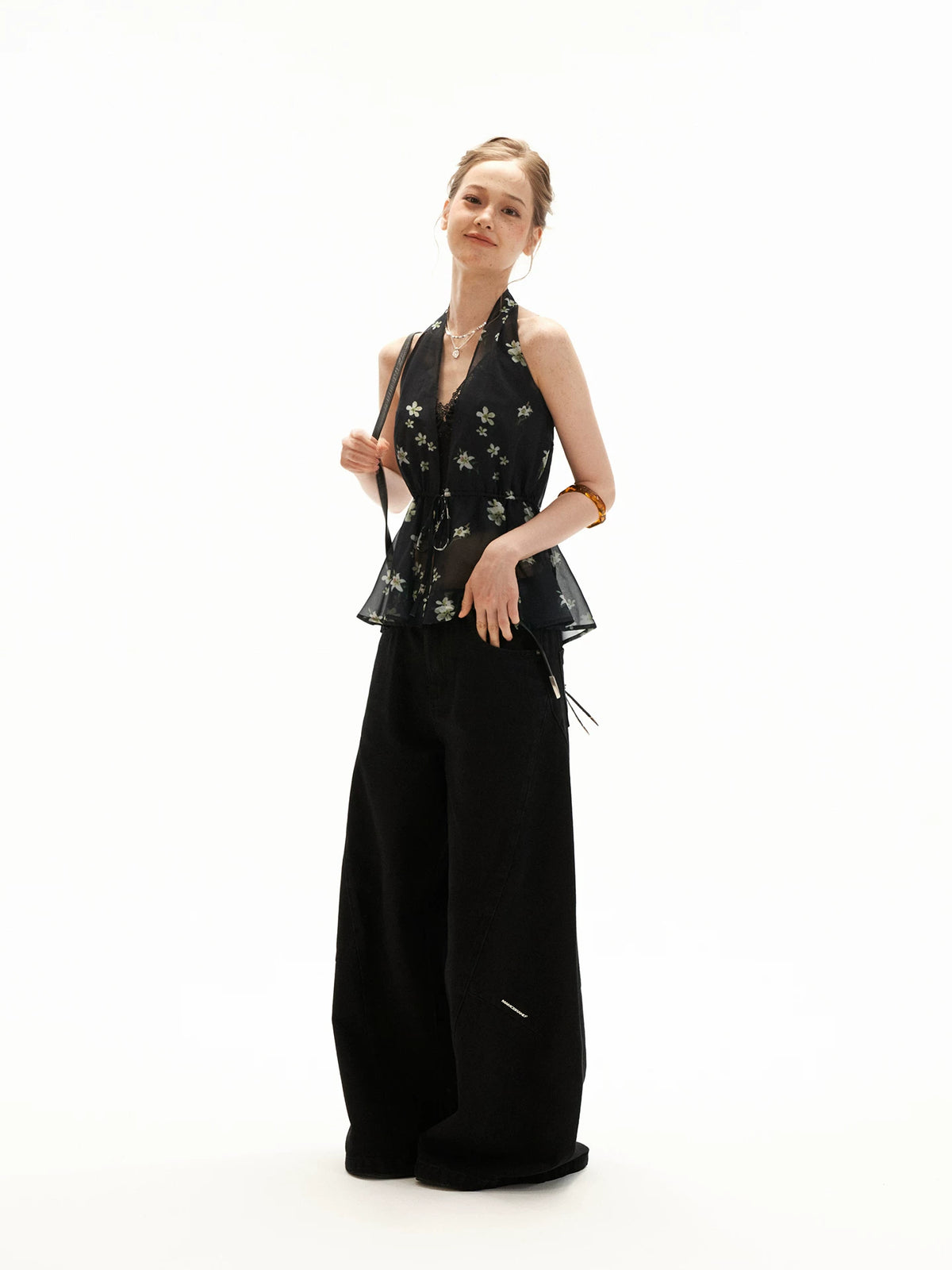 Floral Halter Tie Cami Cardigan Set