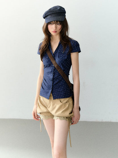 Vintage Polka Dot Pocket Shirt