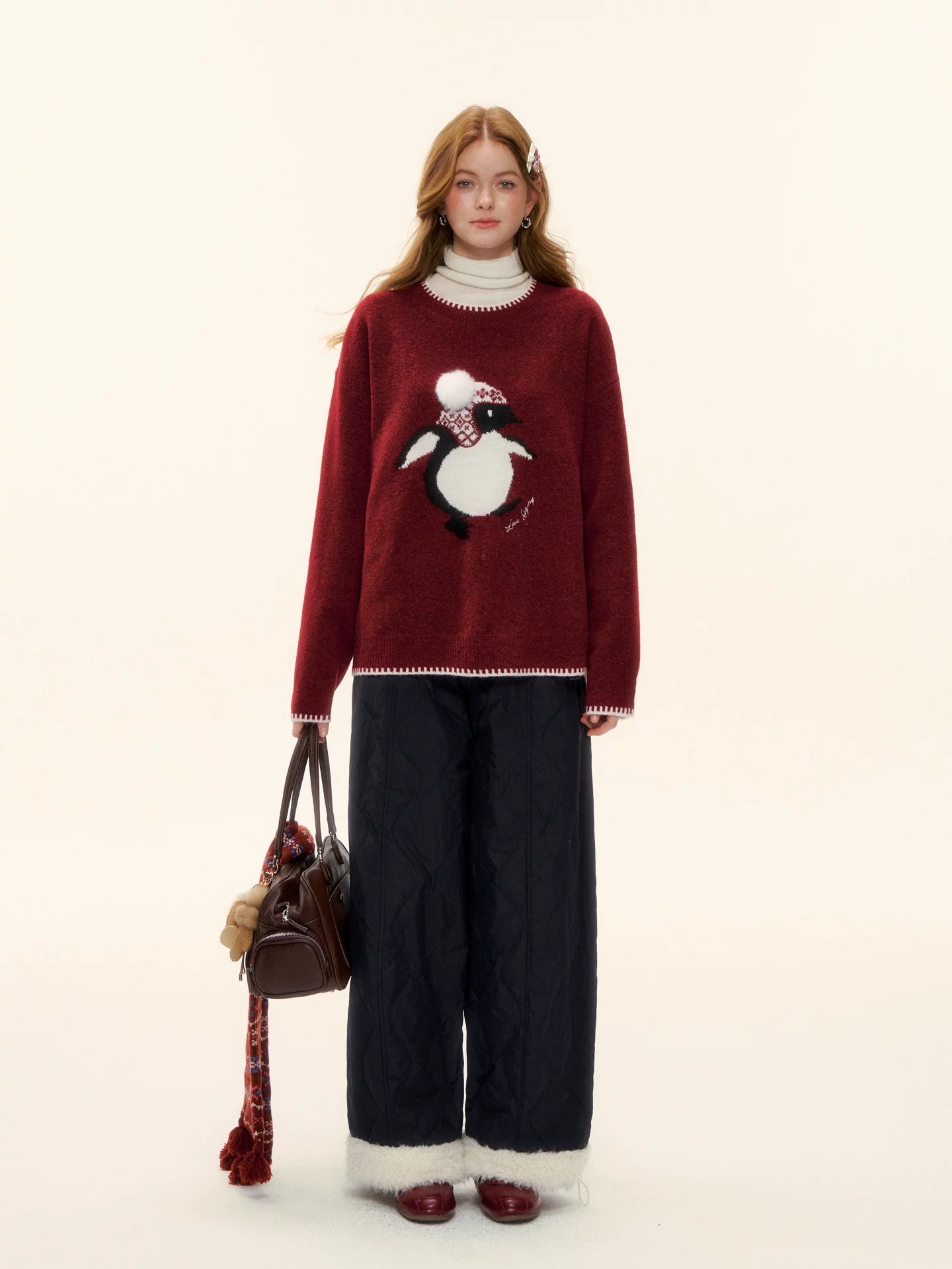 Raw-Hem Patchwork Wide-Leg Pants