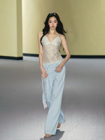 Waist Rope Striped Wide-Leg Pants