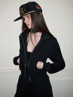 Bone Sequin Stand-Collar Sweat Set