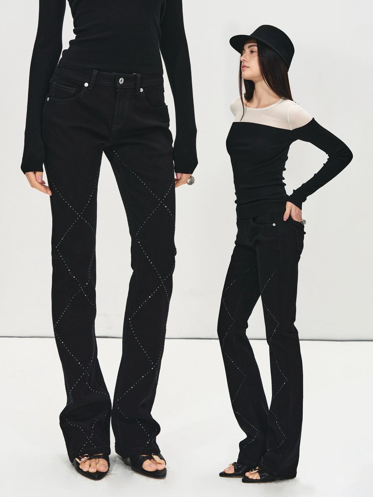 R2 Diamond Flare Denim Pants