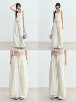 Apricot Star Printed Wide-Leg Pants