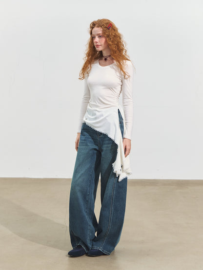 Sweetheart Neck Asymmetric Ruched Top