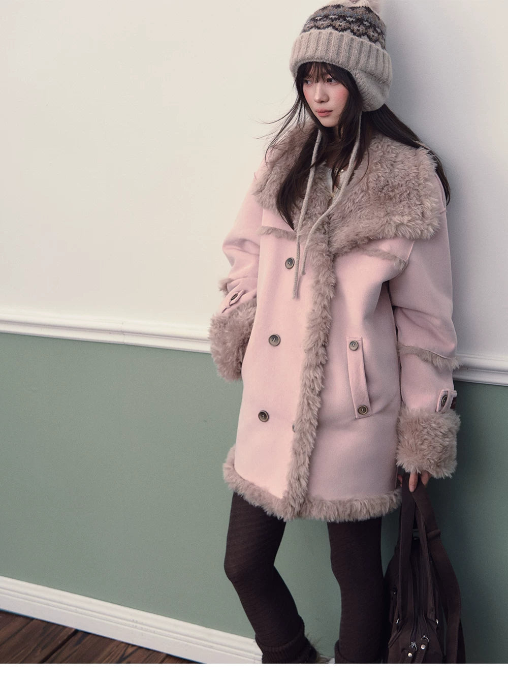 Vintage Suede Faux Fur Coat