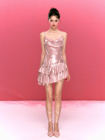 Irregular Ruffle Bowknot Dress