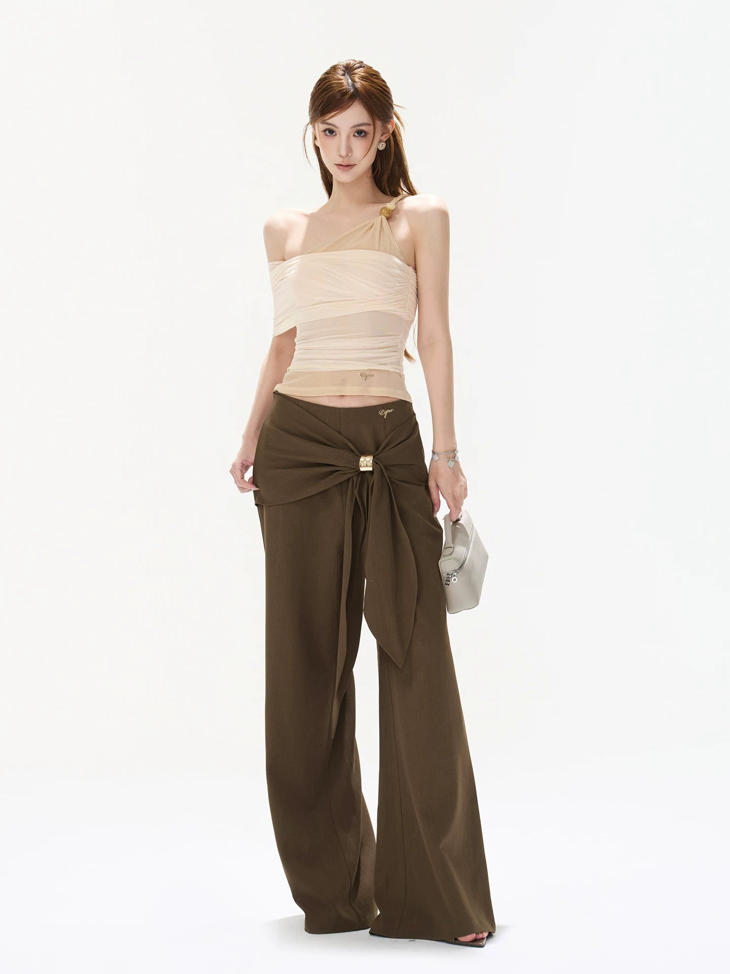 Metal Button Wide Leg Pants