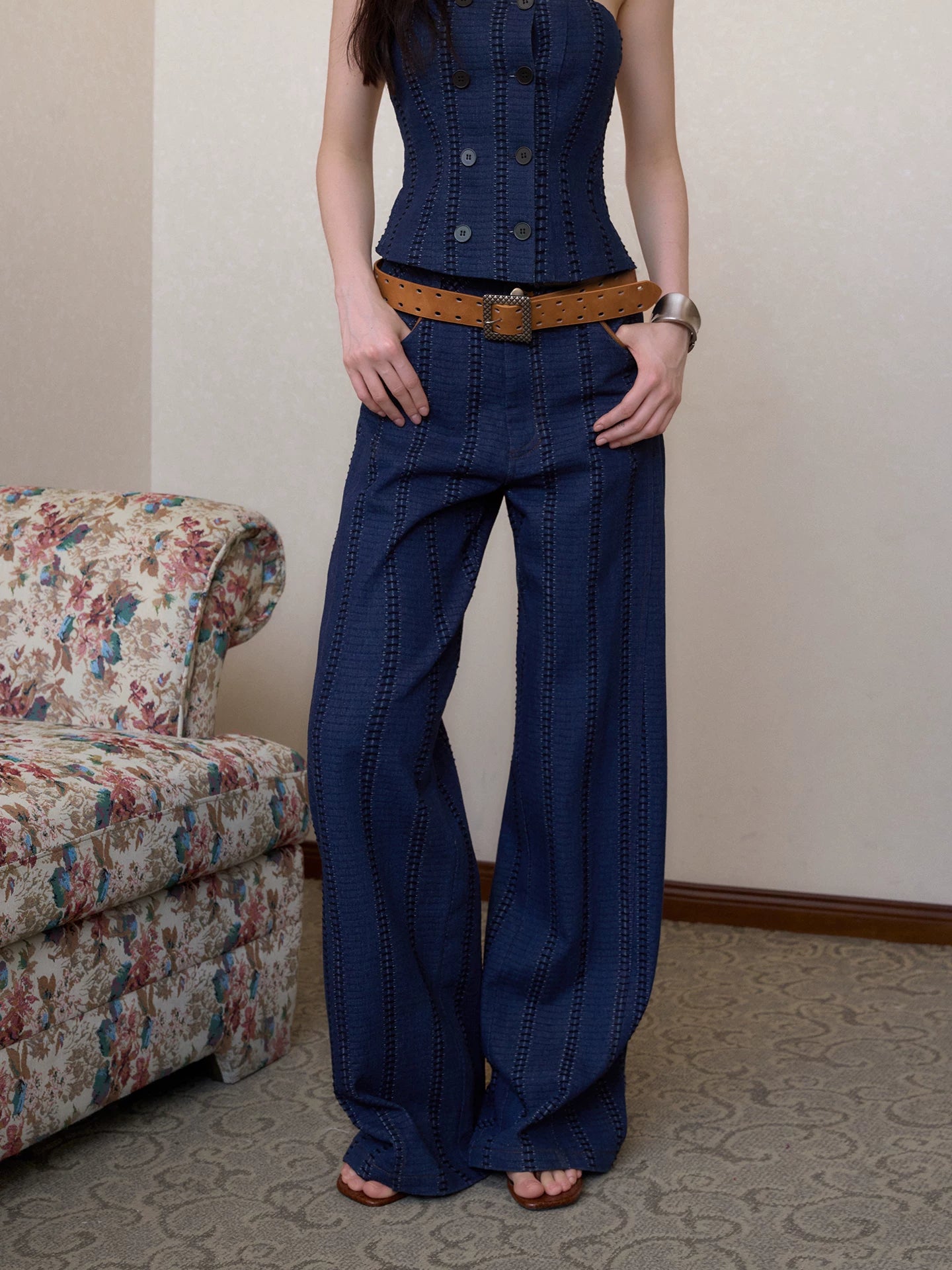 Striped Denim Set