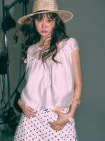 French Crewneck Puff Hem Top