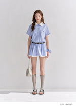 Lace Collar Stripe Bubble Dress