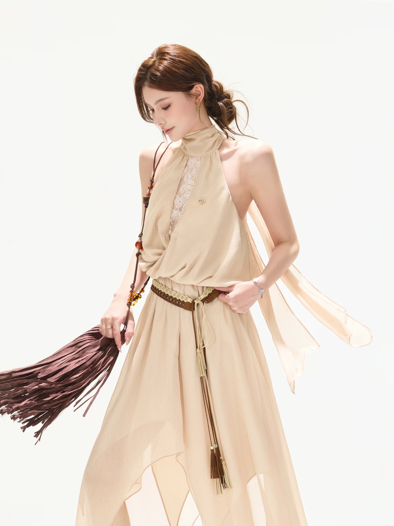 Lace Halter Maxi Dress