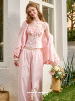 Pink Ruched Drawstring Top & Pants Set