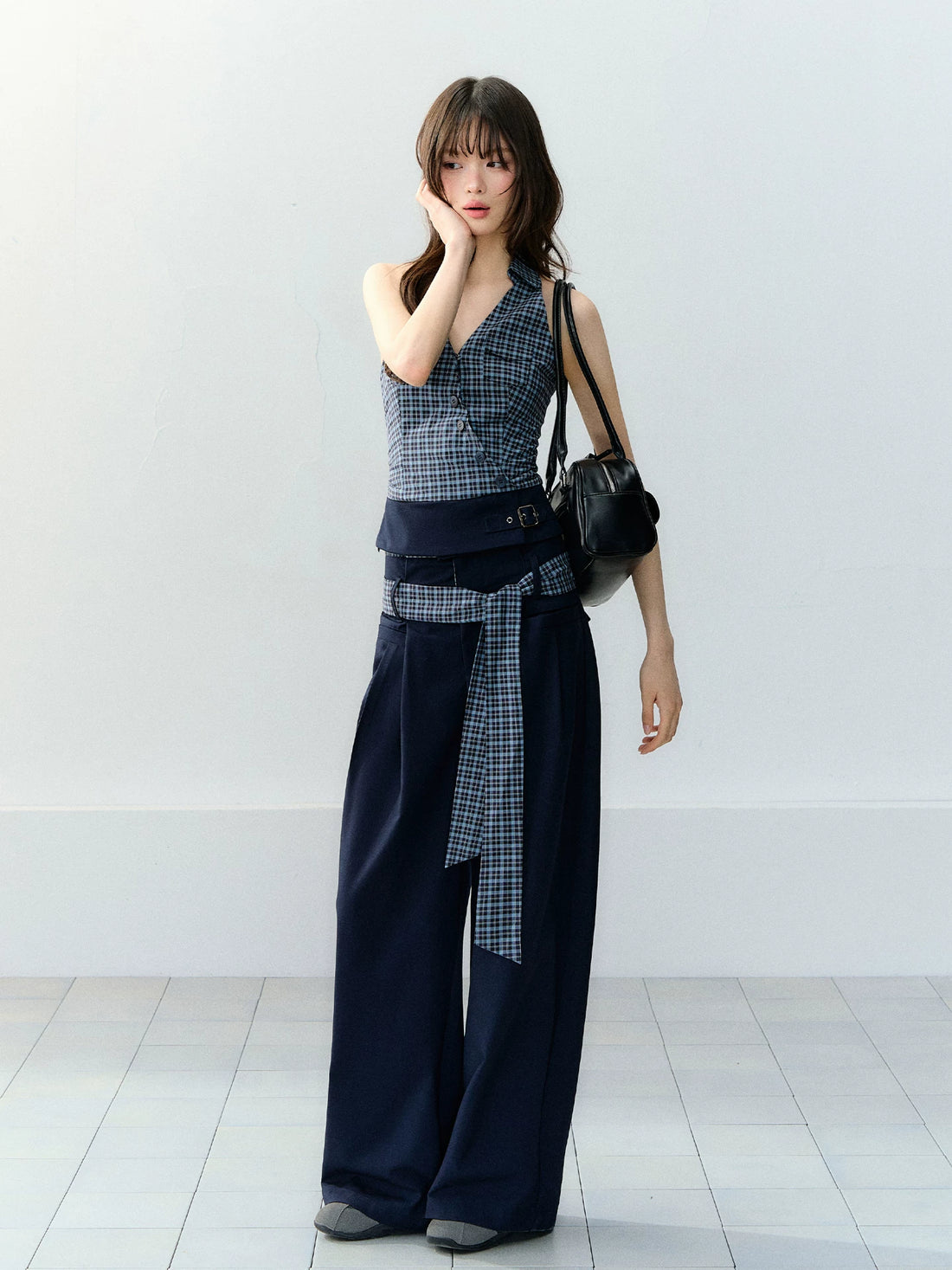 Navy Blue Halter Top &amp; Pants Set