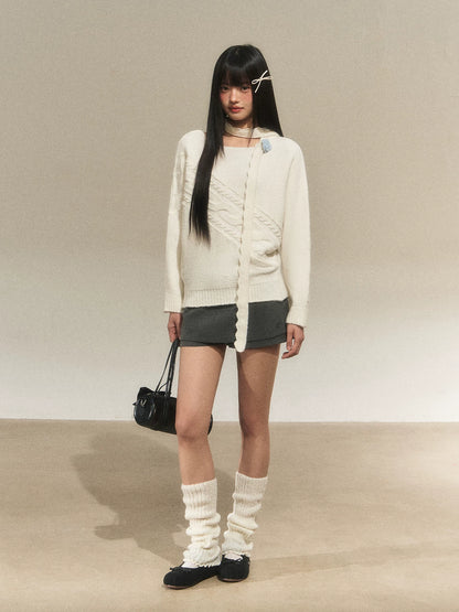 Lazy Floral Scarf Neck Sweater