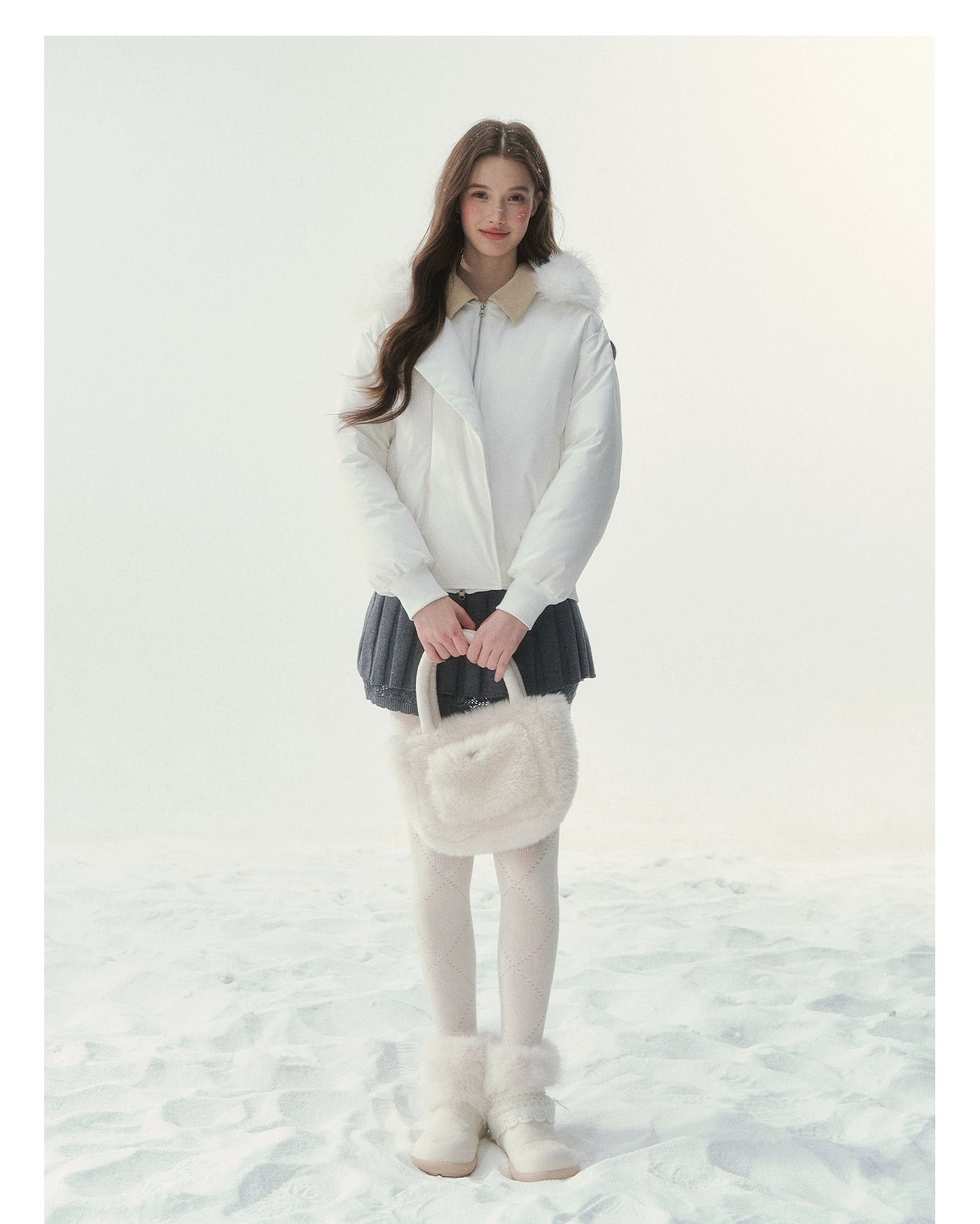 "Snow Envelope" Faux-fur Collar Down Coat