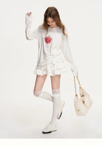 Apple Printed Bow Sequin T-Shirt