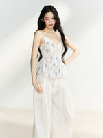 White Floral Tie Cami Top