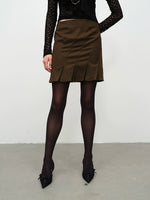 Two-Tone Twill Panel Mini Skirt