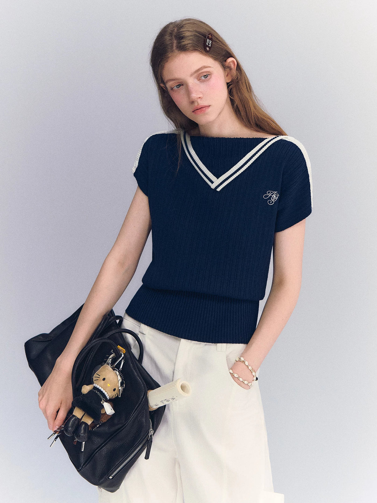 Contrast Knit Top