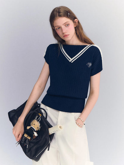 Contrast Knit Top