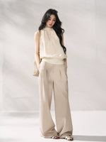 Khaki High Waist Wide Pants