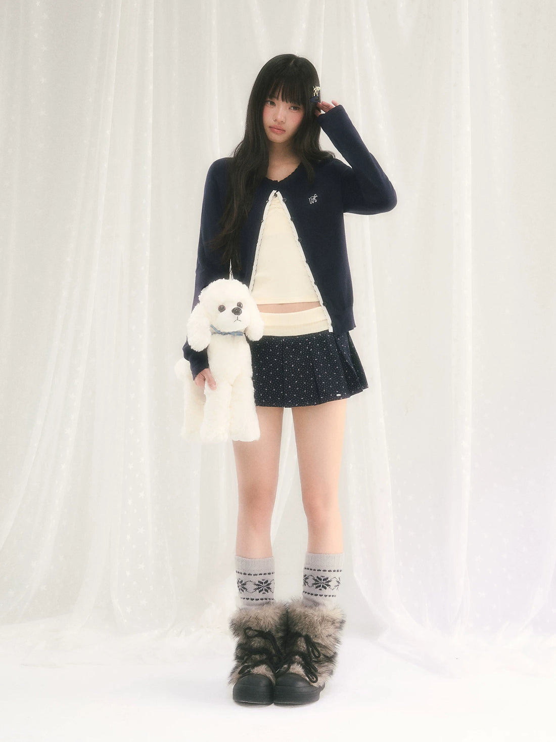 Contrast Waist Pleated Mini Skirt