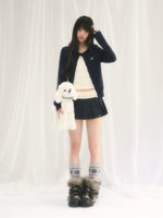 Contrast Waist Pleated Mini Skirt