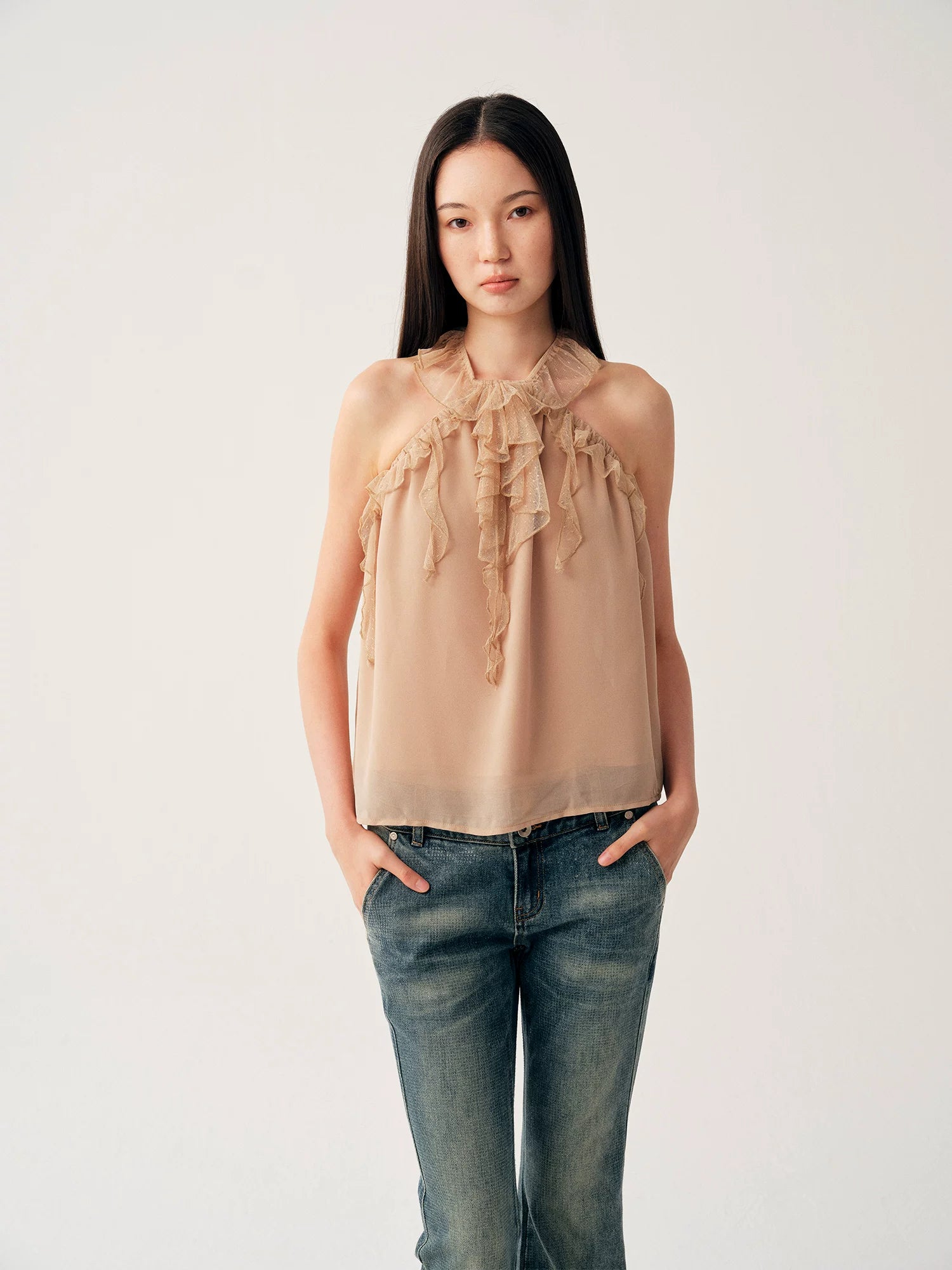 Ruffle Halter Cami Top