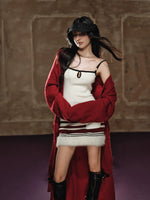 Red Relaxed Drop-Shoulder Wool Coat